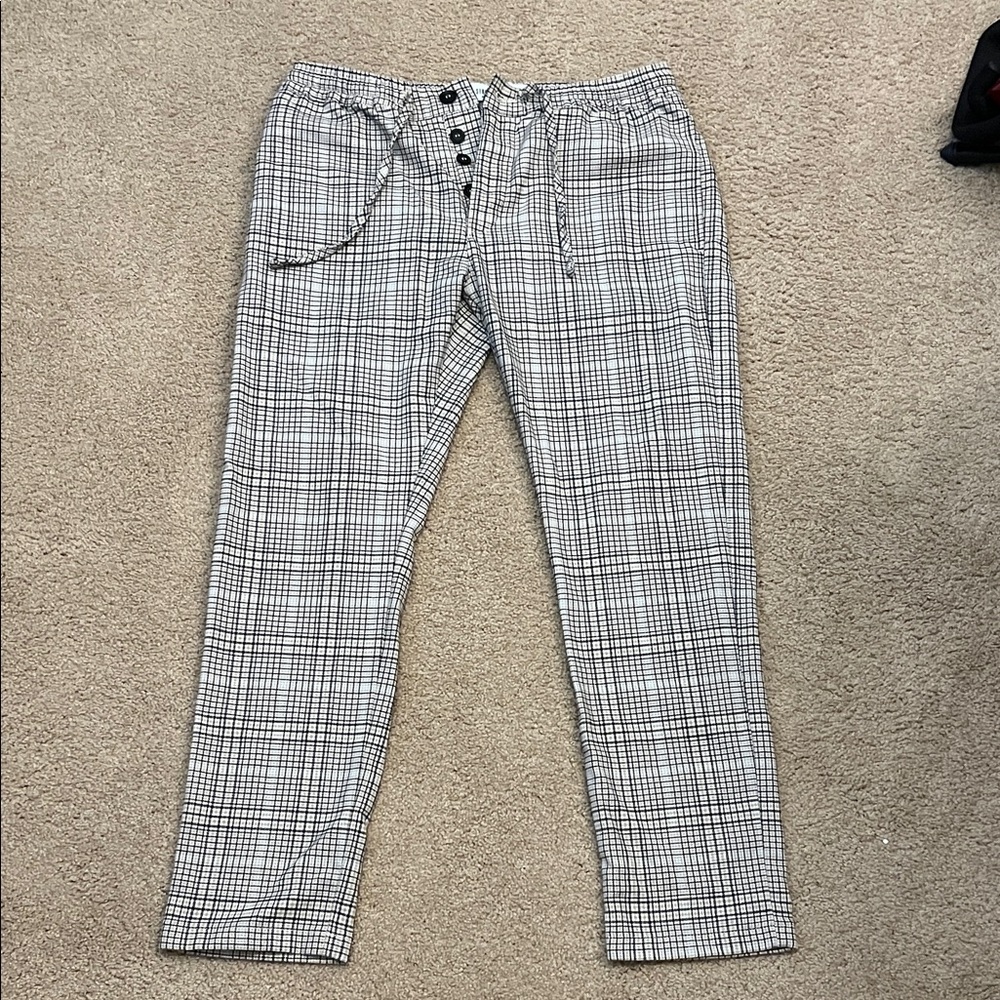 Topman Black and White Checkered Dress Pants